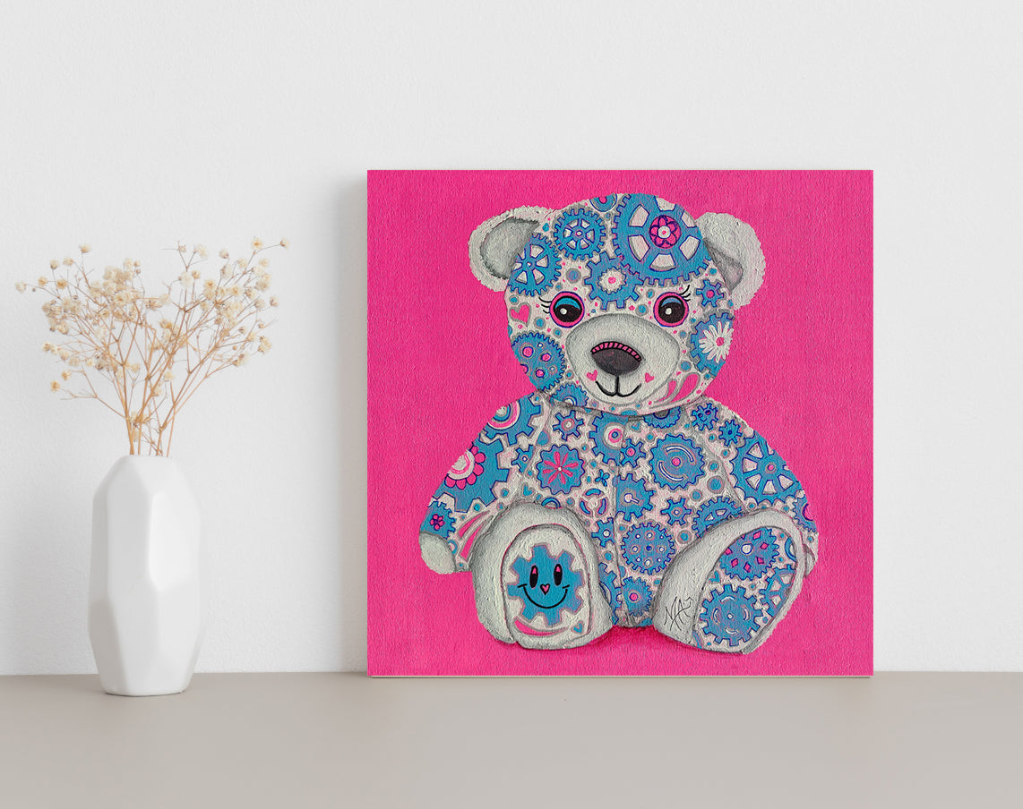 "Joy" Original Geartopia GEAR BEAR Doodle Gears Painting