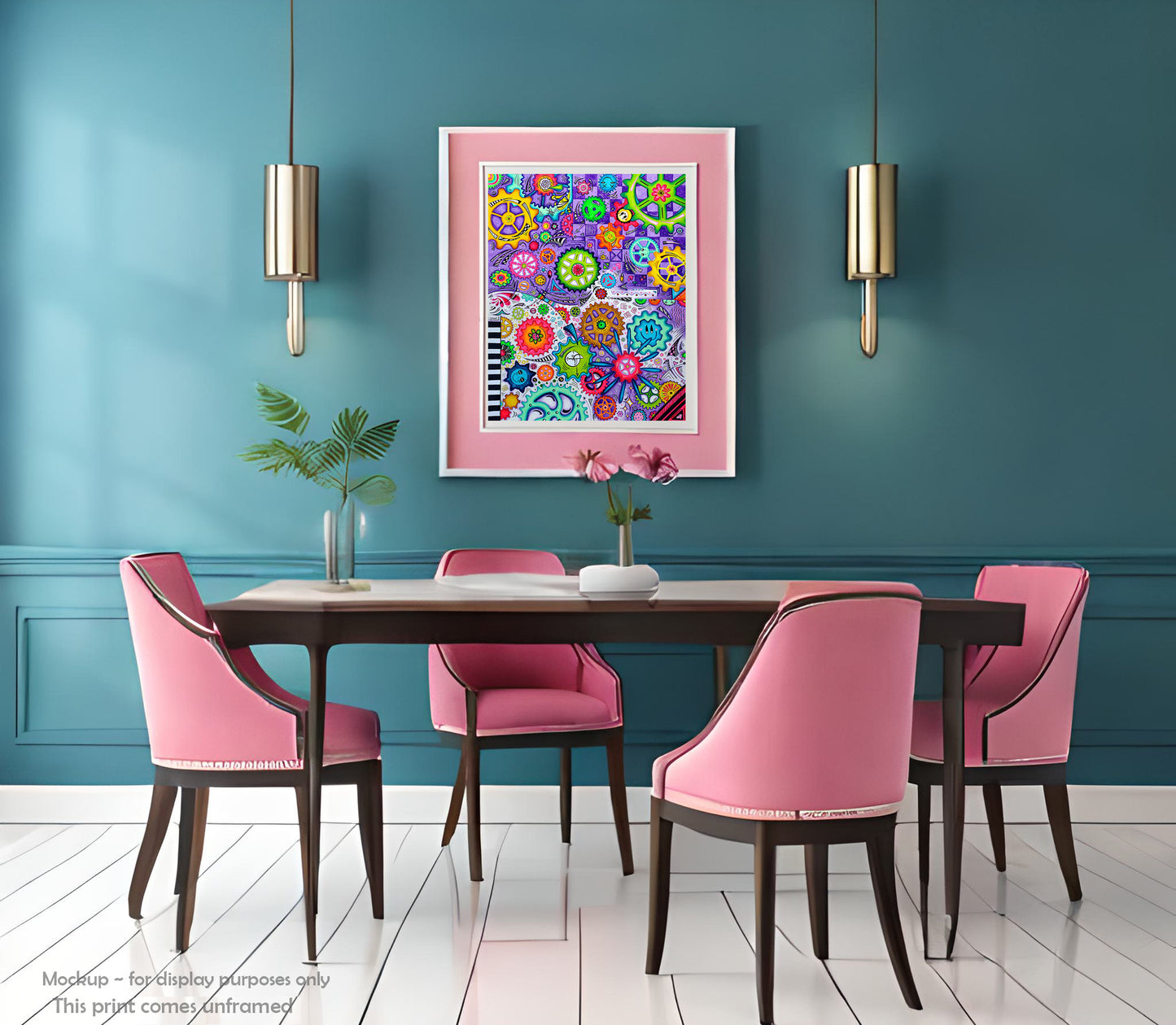 LIFE GOES ROUND AND ROUND Geartopia Art Whimsical Gears Fine Art for Kids Nursery Childrens Room - Art Print