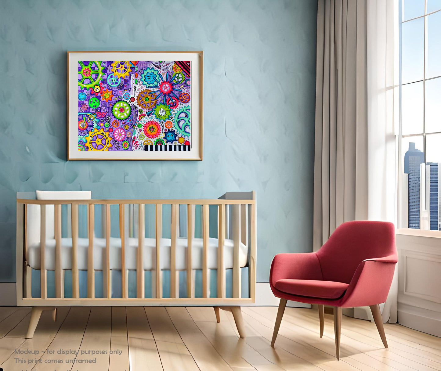 LIFE GOES ROUND AND ROUND Geartopia Art Whimsical Gears Fine Art for Kids Nursery Childrens Room - Art Print