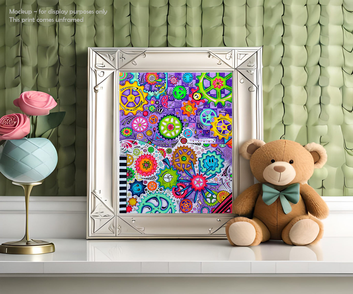 LIFE GOES ROUND AND ROUND Geartopia Art Whimsical Gears Fine Art for Kids Nursery Childrens Room - Art Print