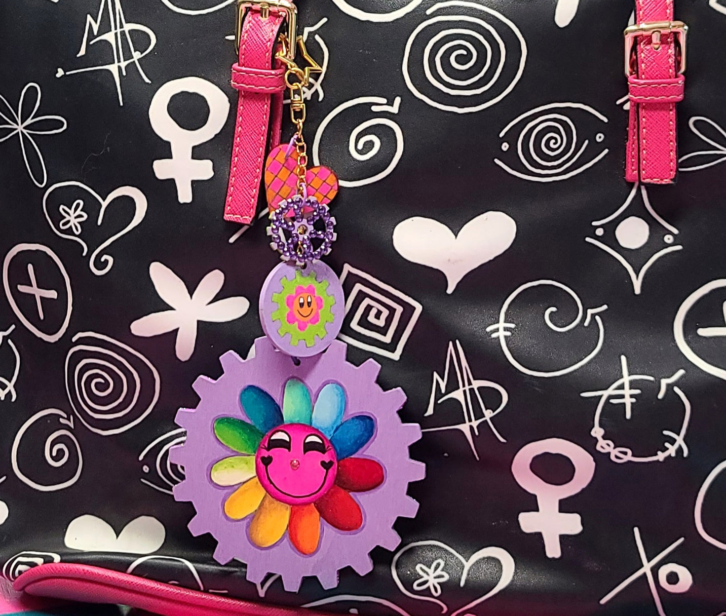 Handpainted Rainbow GEAR Girls Backpack Charm Set - SALE!