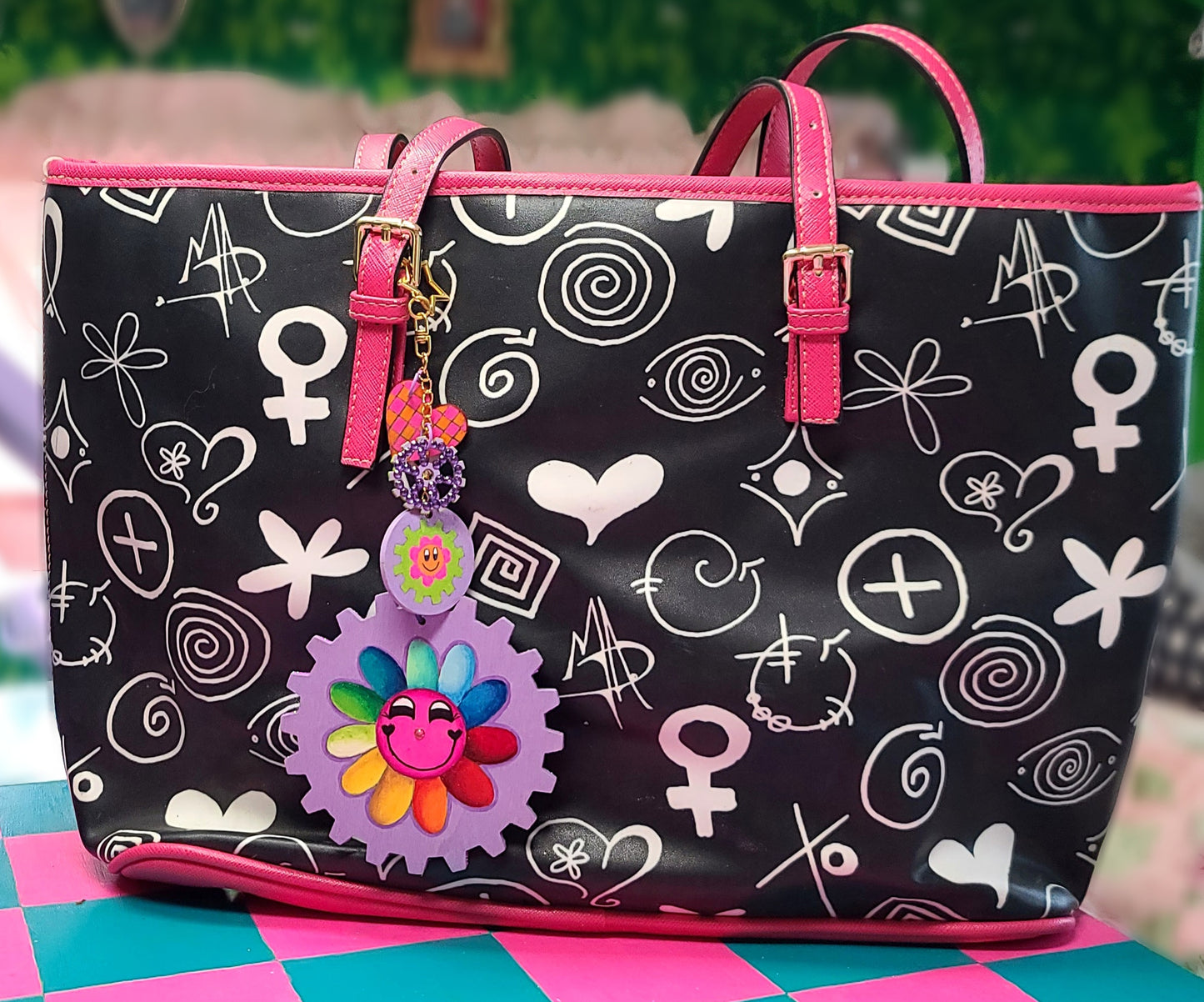 Handpainted Rainbow GEAR Bag Charm Set