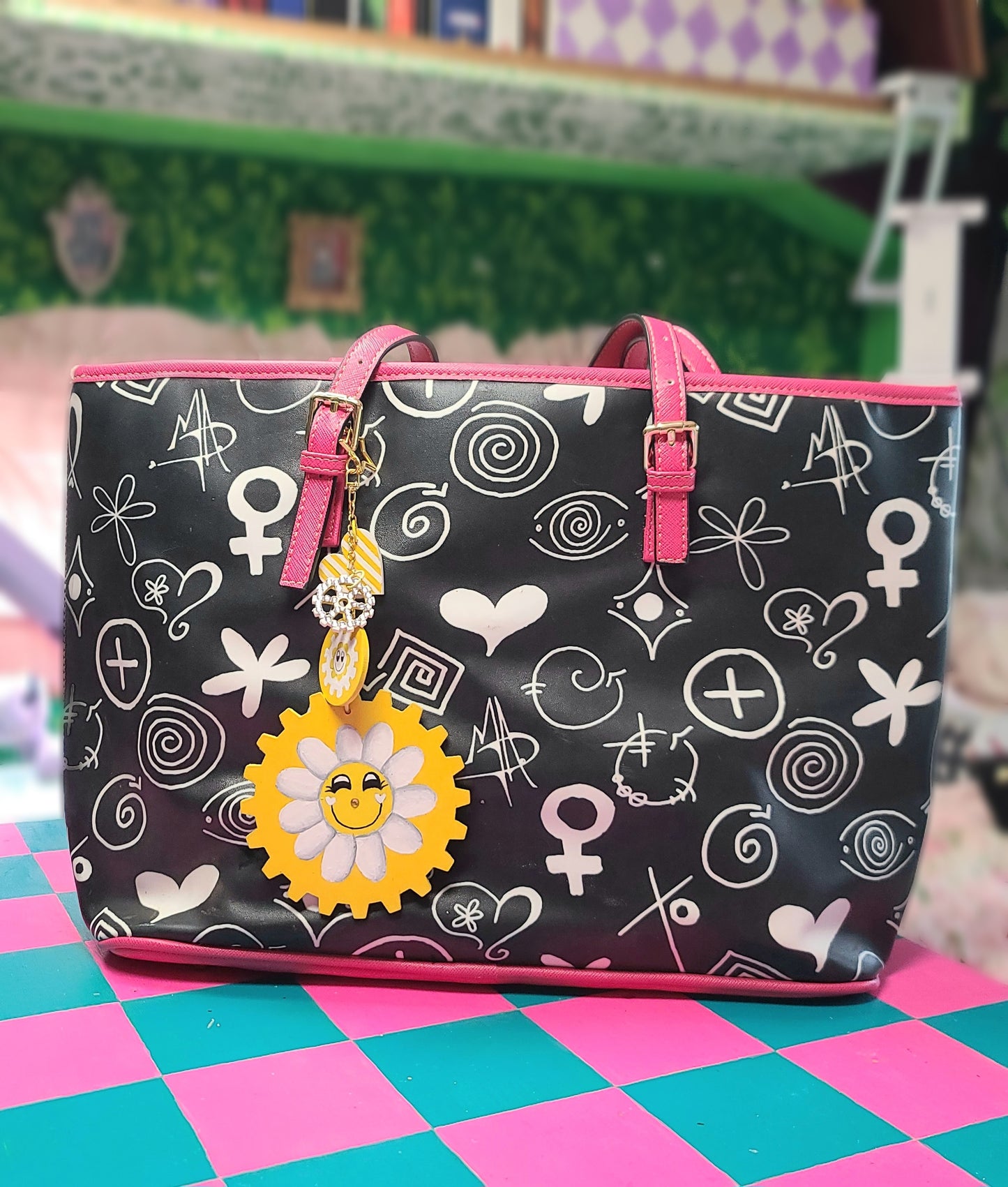 Handpainted Yellow GEAR Girls Backpack Charm Set - SALE!