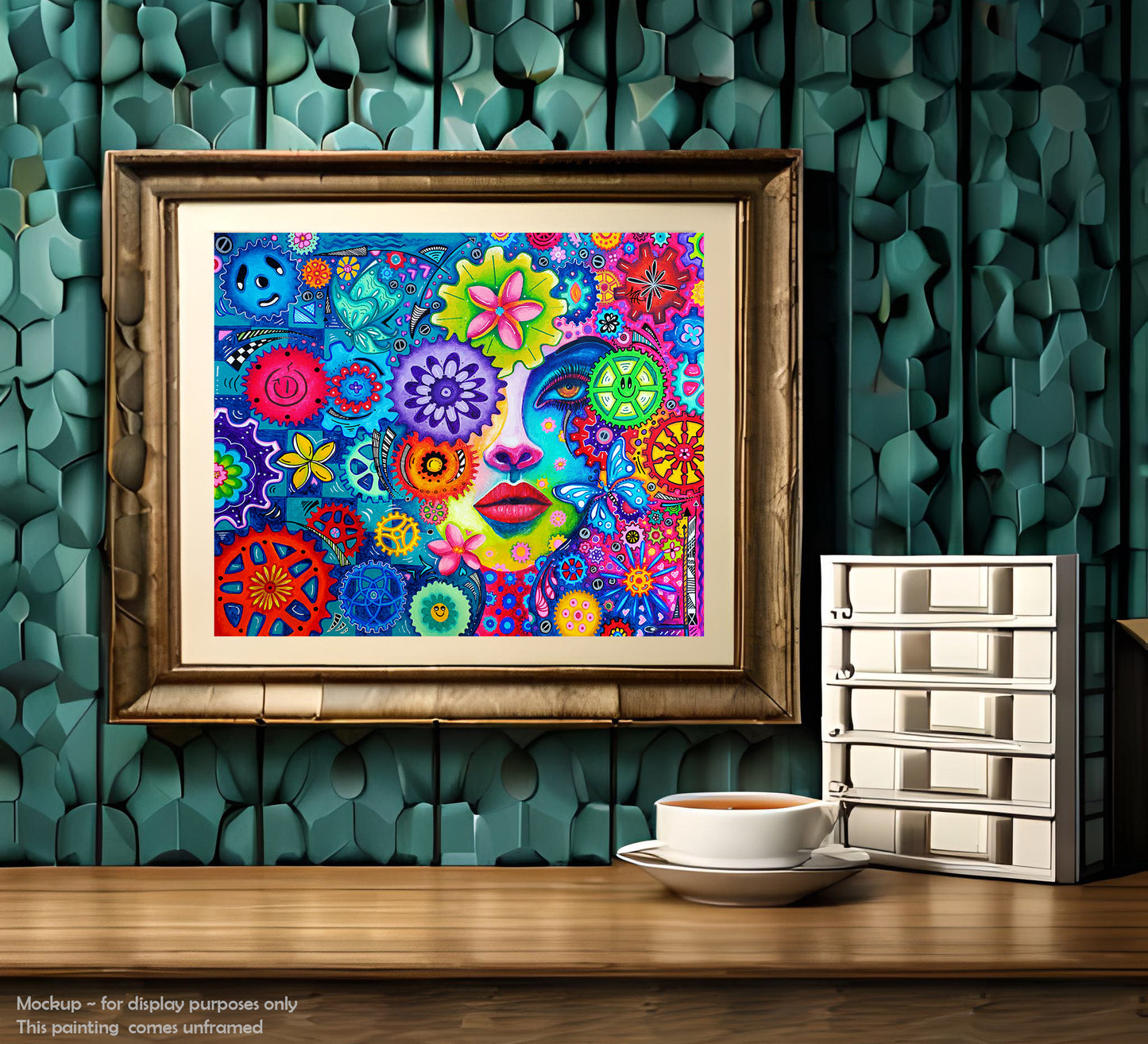 "Your Power Lies Within" Original THE AGE OF WOMEN Doodle Gears Painting