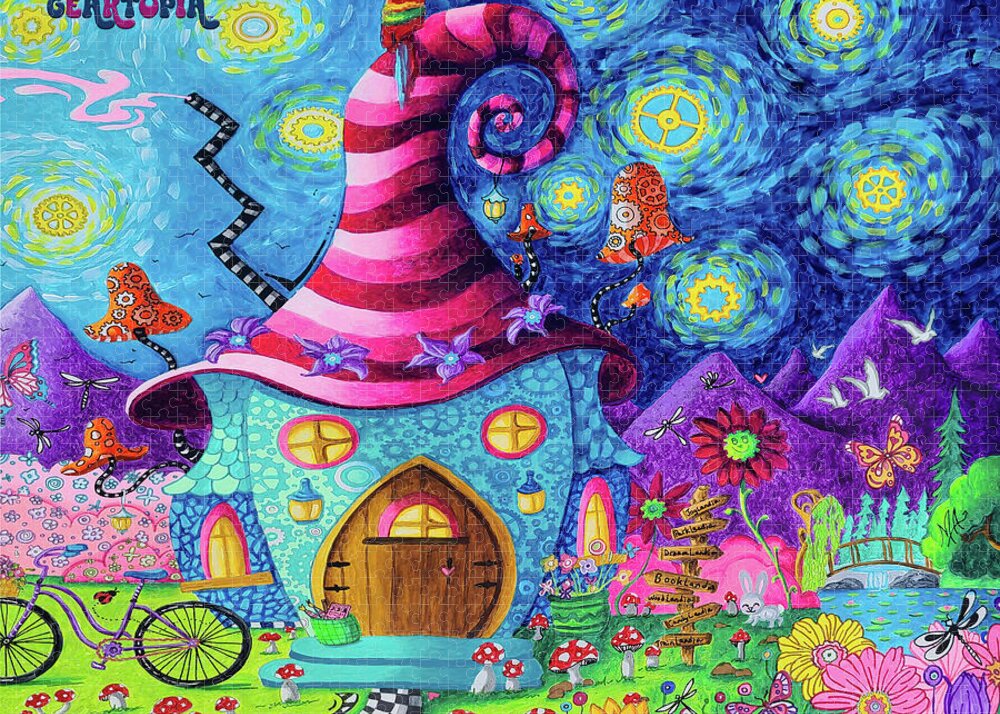 Artisia the GEAR BEARS Whimsical House in ArtLandia of Geartopia Whimsy for Children Nursery Art - Puzzle