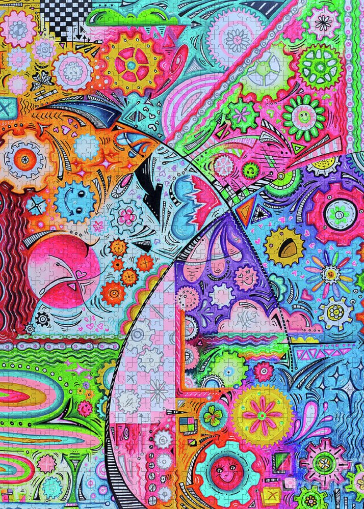 EMBRACE LIFE Geartopia Art Whimsical Gears Fine Art for Kids Nursery Childrens Room by MeganAroon - Puzzle
