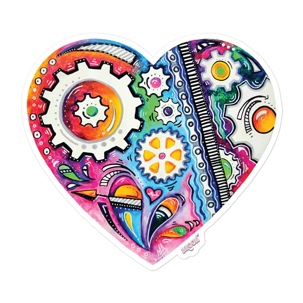 Doodle Gears PoP Art Sticker Design ~ Heart #11
