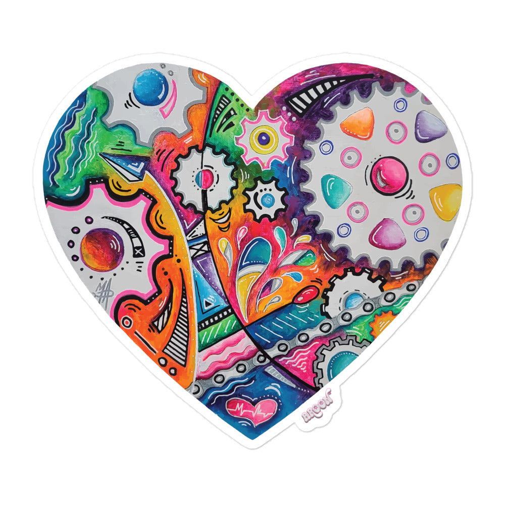 Doodle Gears PoP Art Sticker Design ~ Heart #9