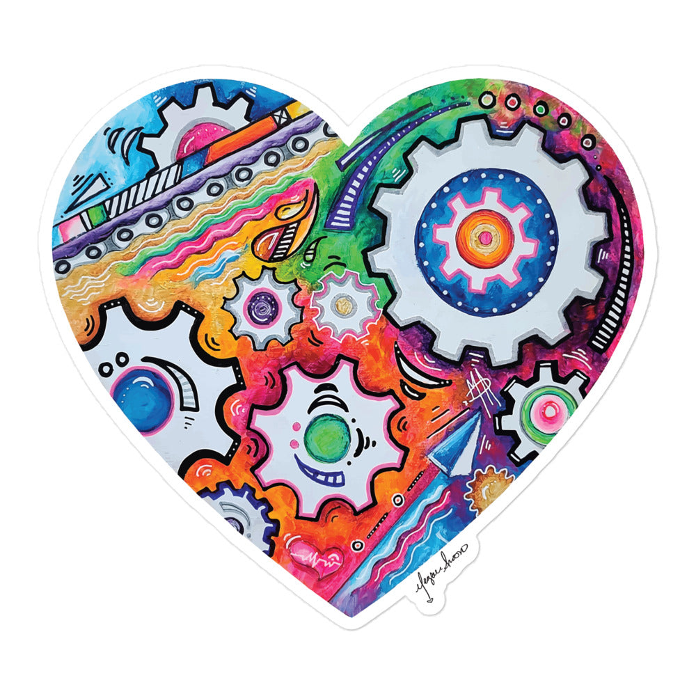 Doodle Gears PoP Art Sticker Design ~ Heart #7