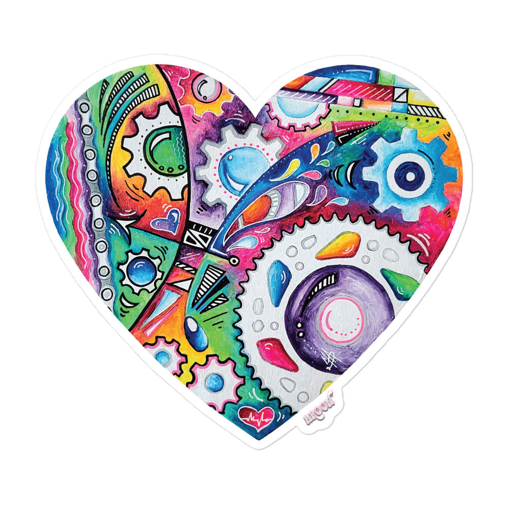 Doodle Gears PoP Art Sticker Design ~ Heart #6