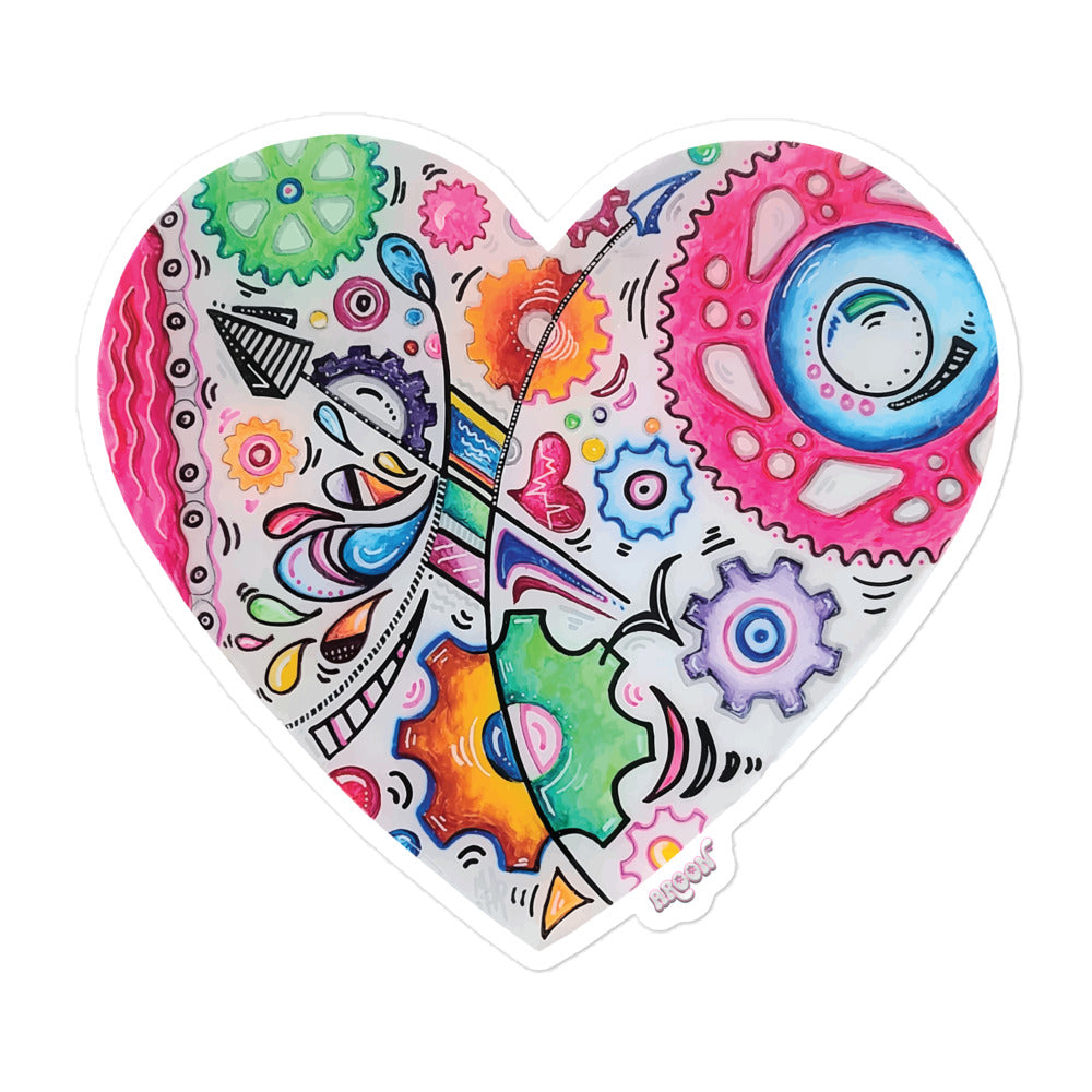 Doodle Gears PoP Art Sticker Design ~ Heart #5