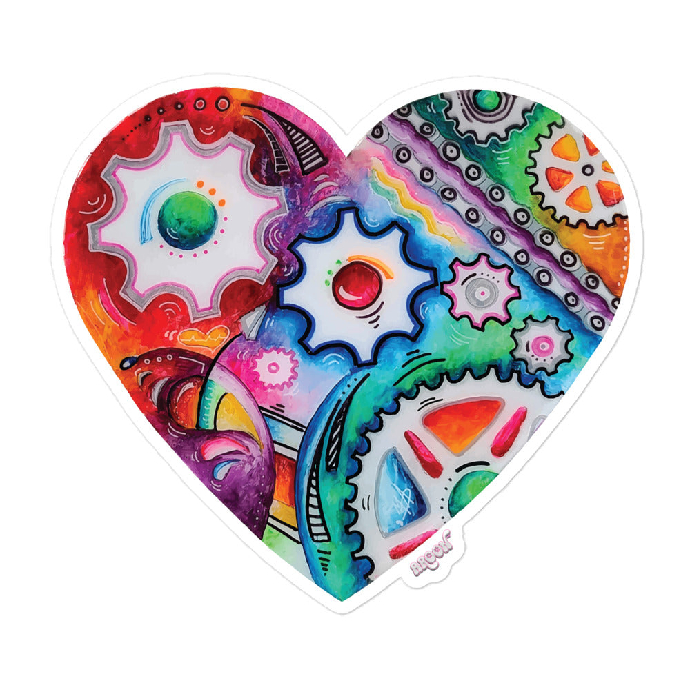 Doodle Gears PoP Art Sticker Design ~ Heart #4