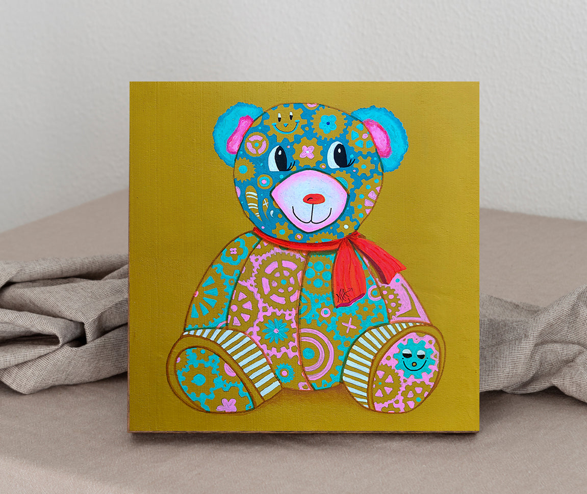 "Candy" Original Geartopia GEAR BEAR Doodle Gears Painting