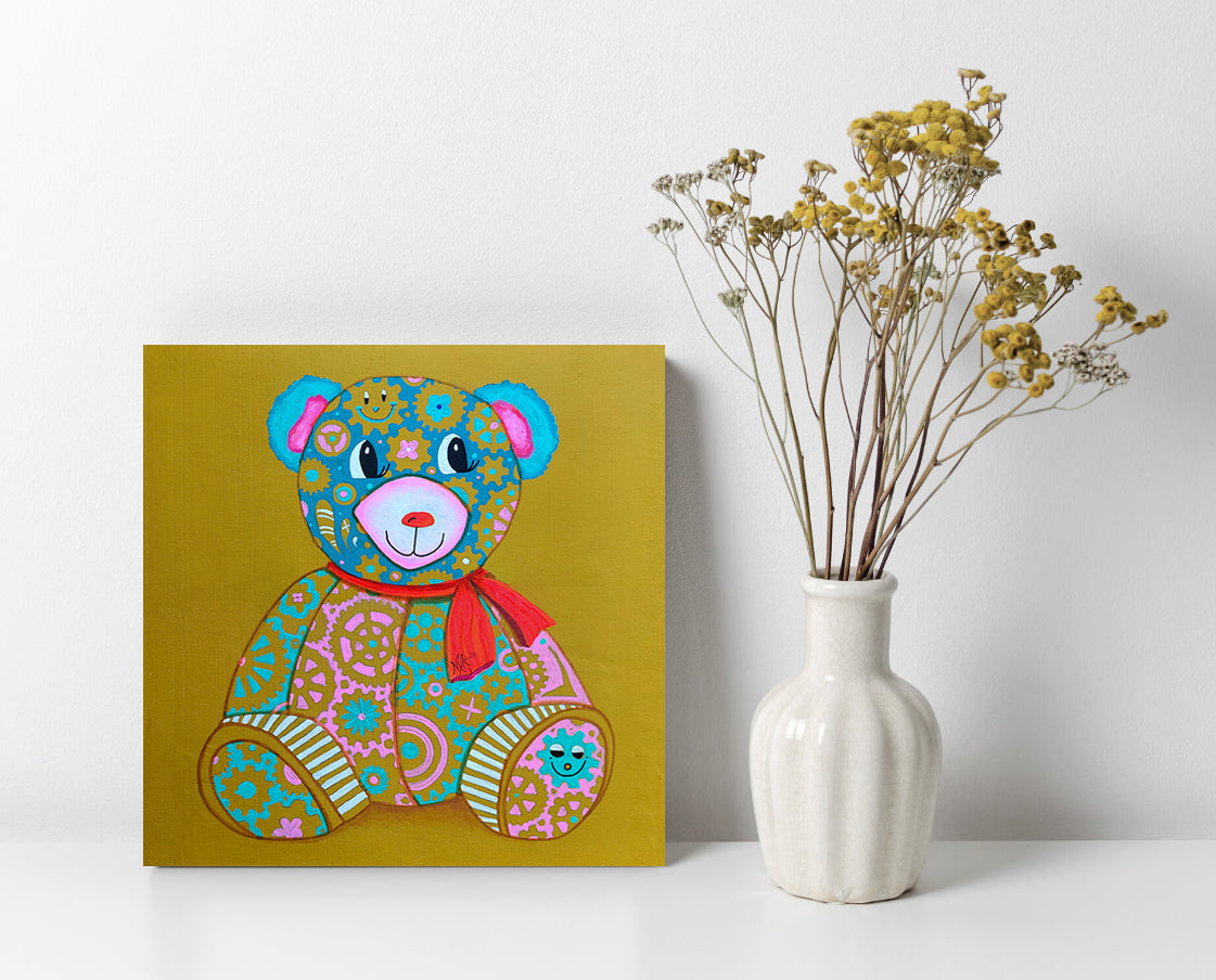 "Candy" Original Geartopia GEAR BEAR Doodle Gears Painting