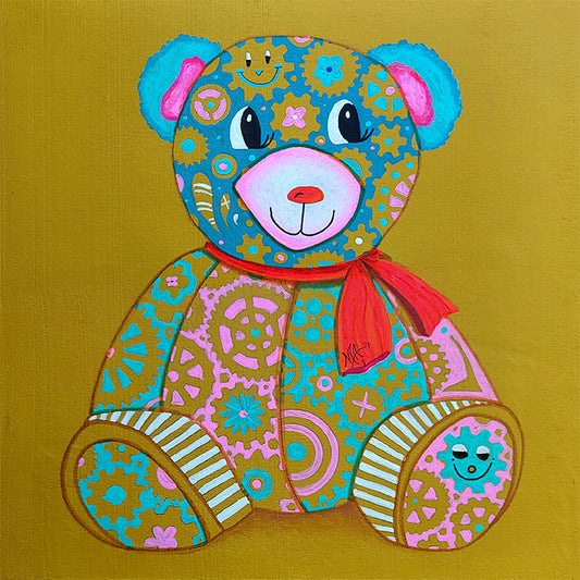 "Candy" Original Geartopia GEAR BEAR Doodle Gears Painting