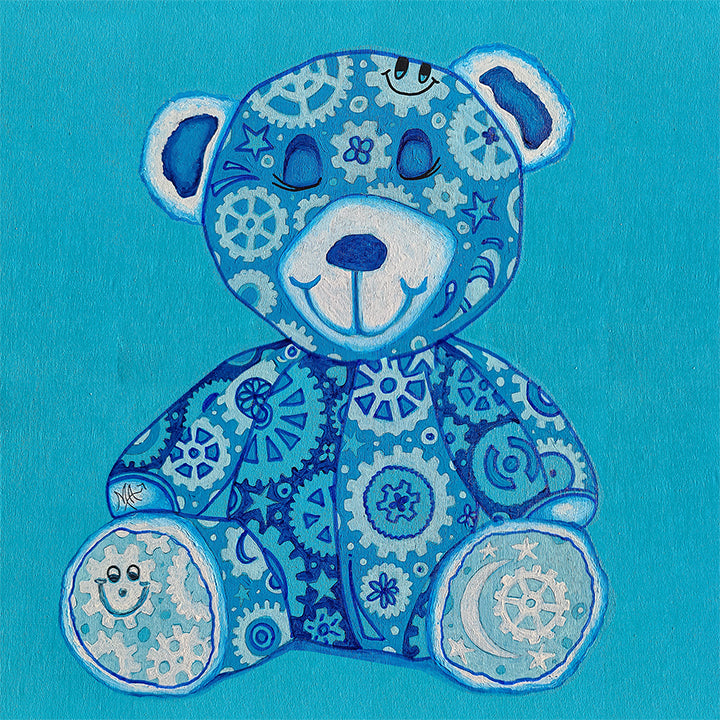 "Dreamy" Original Geartopia GEAR BEAR Doodle Gears Painting