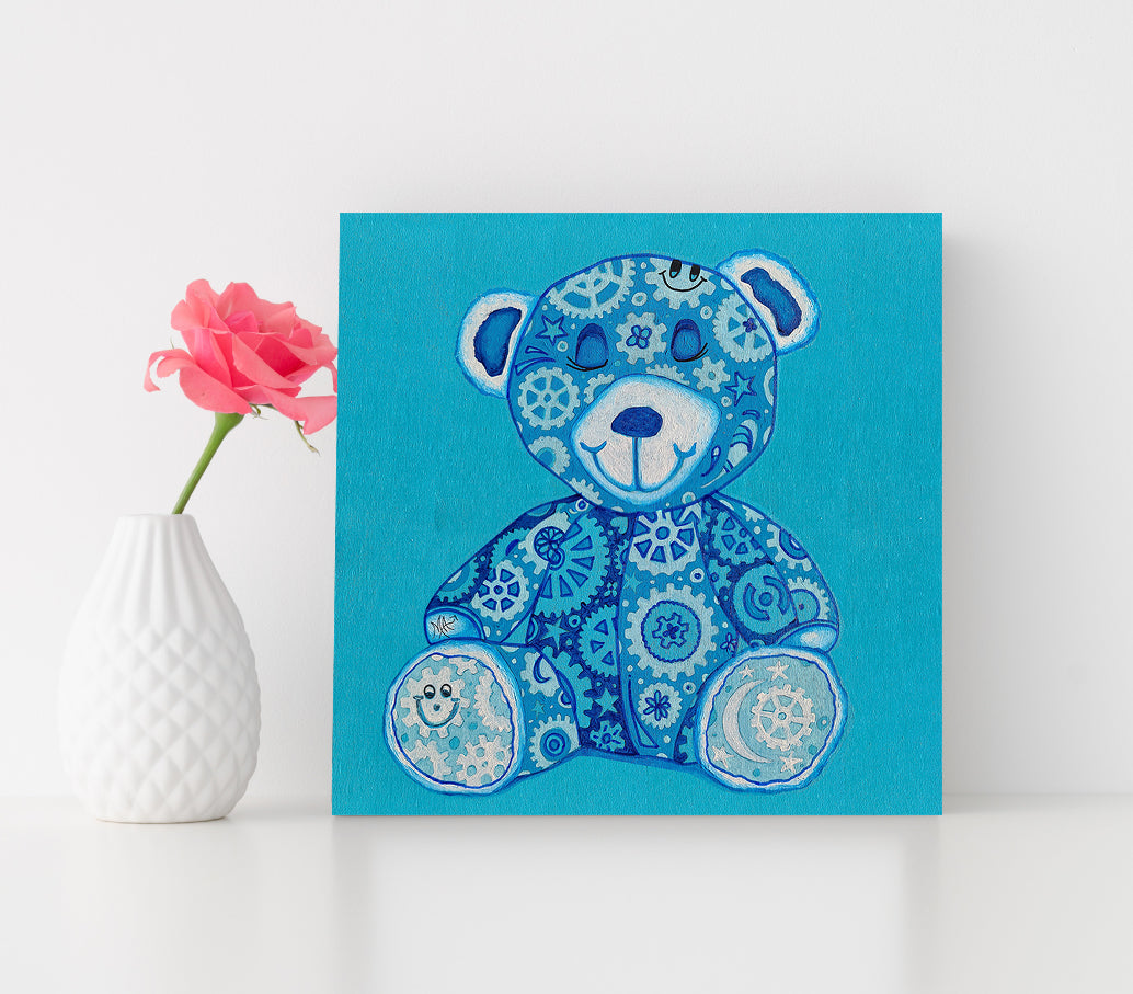 "Dreamy" Original Geartopia GEAR BEAR Doodle Gears Painting