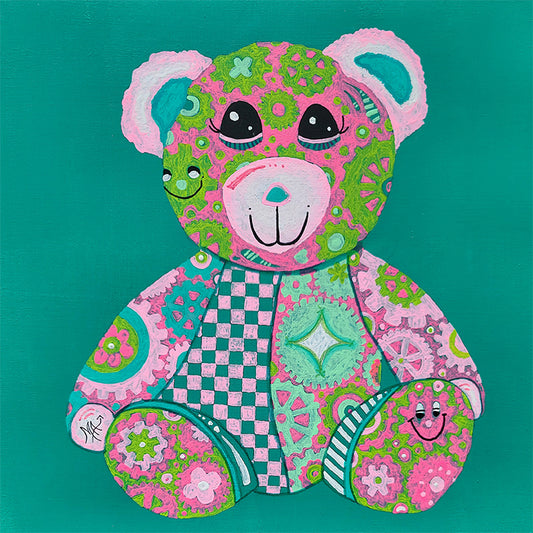 "Hope" Original Geartopia GEAR BEAR Doodle Gears Painting