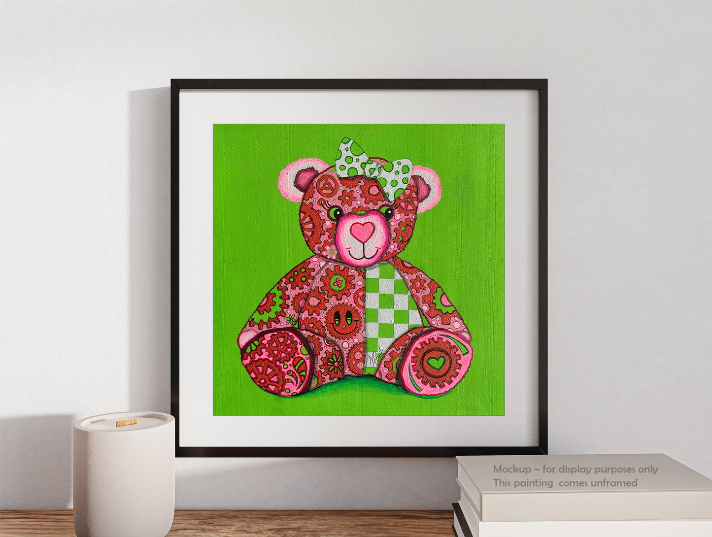 "Lovey" Original Geartopia GEAR BEAR Doodle Gears Painting