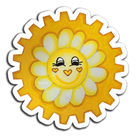 Geartopia Iconic Yellow Smiley Face Flower Gear Sticker