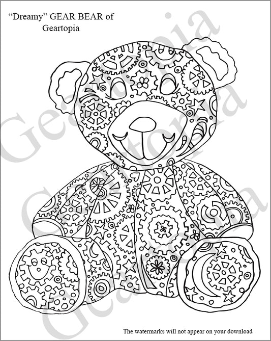 Download "Dreamy" GEAR BEAR Coloring Page