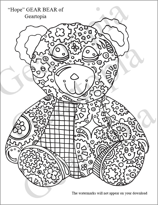 Download "Hope" GEAR BEAR Coloring Page