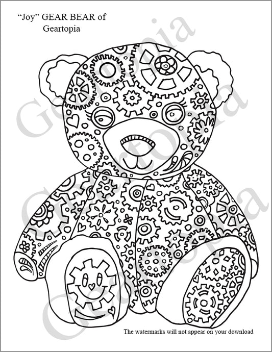 Download "Joy" GEAR BEAR Coloring Page