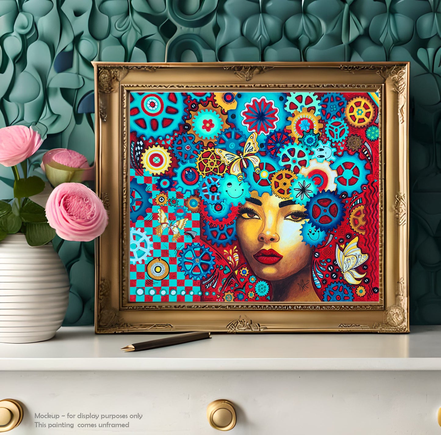 "The Goddess Within" Original THE AGE OF WOMEN Doodle Gears Painting