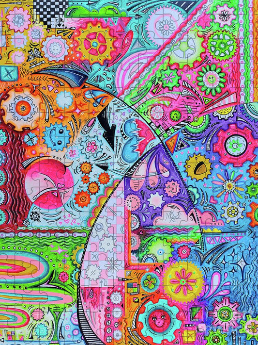 EMBRACE LIFE Geartopia Art Whimsical Gears Fine Art for Kids Nursery Childrens Room by MeganAroon - Puzzle