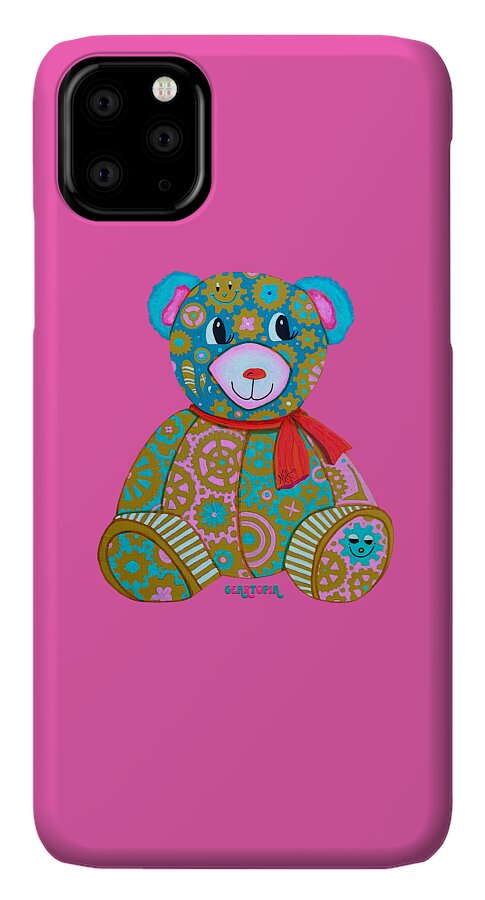 Geartopia GEAR BEAR Candy Original Handpainted PoP Art Teddy Bear Painting Kids Art by MeganAroon - Phone Case