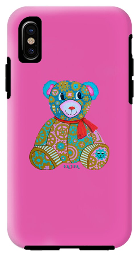 Geartopia GEAR BEAR Candy Original Handpainted PoP Art Teddy Bear Painting Kids Art by MeganAroon - Phone Case