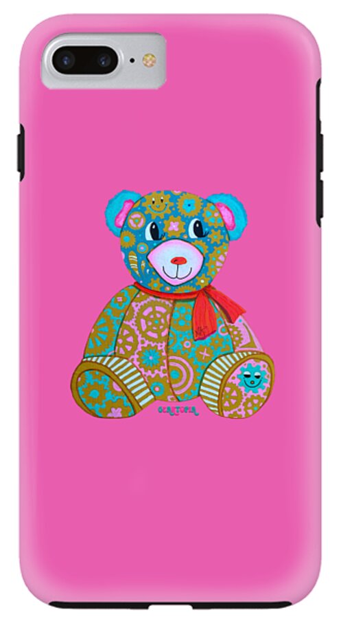 Geartopia GEAR BEAR Candy Original Handpainted PoP Art Teddy Bear Painting Kids Art by MeganAroon - Phone Case