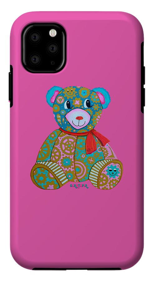 Geartopia GEAR BEAR Candy Original Handpainted PoP Art Teddy Bear Painting Kids Art by MeganAroon - Phone Case