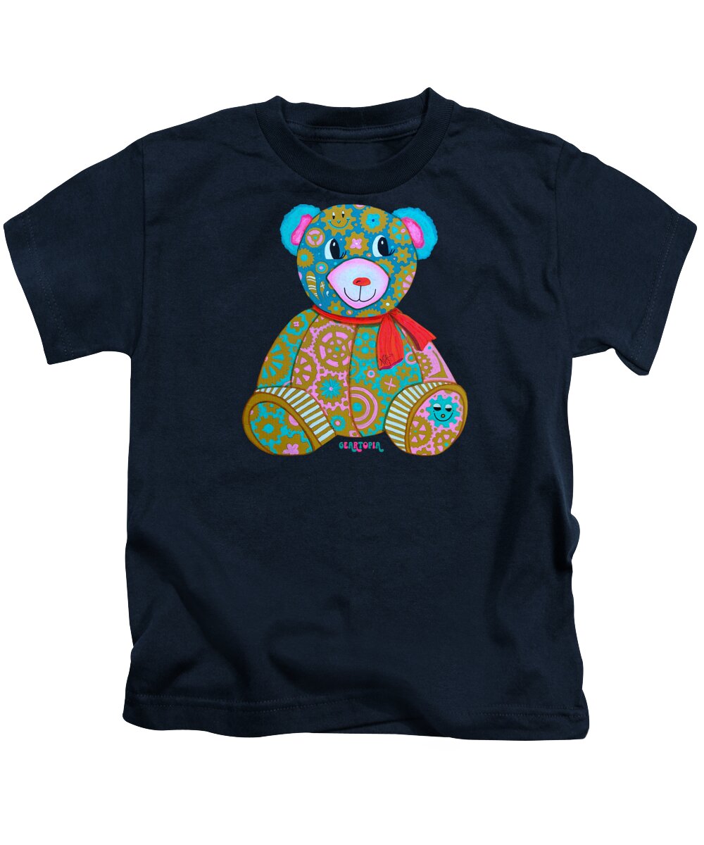 Geartopia GEAR BEAR Candy Original Handpainted PoP Art Teddy Bear Painting Kids Art by MeganAroon - Kids T-Shirt