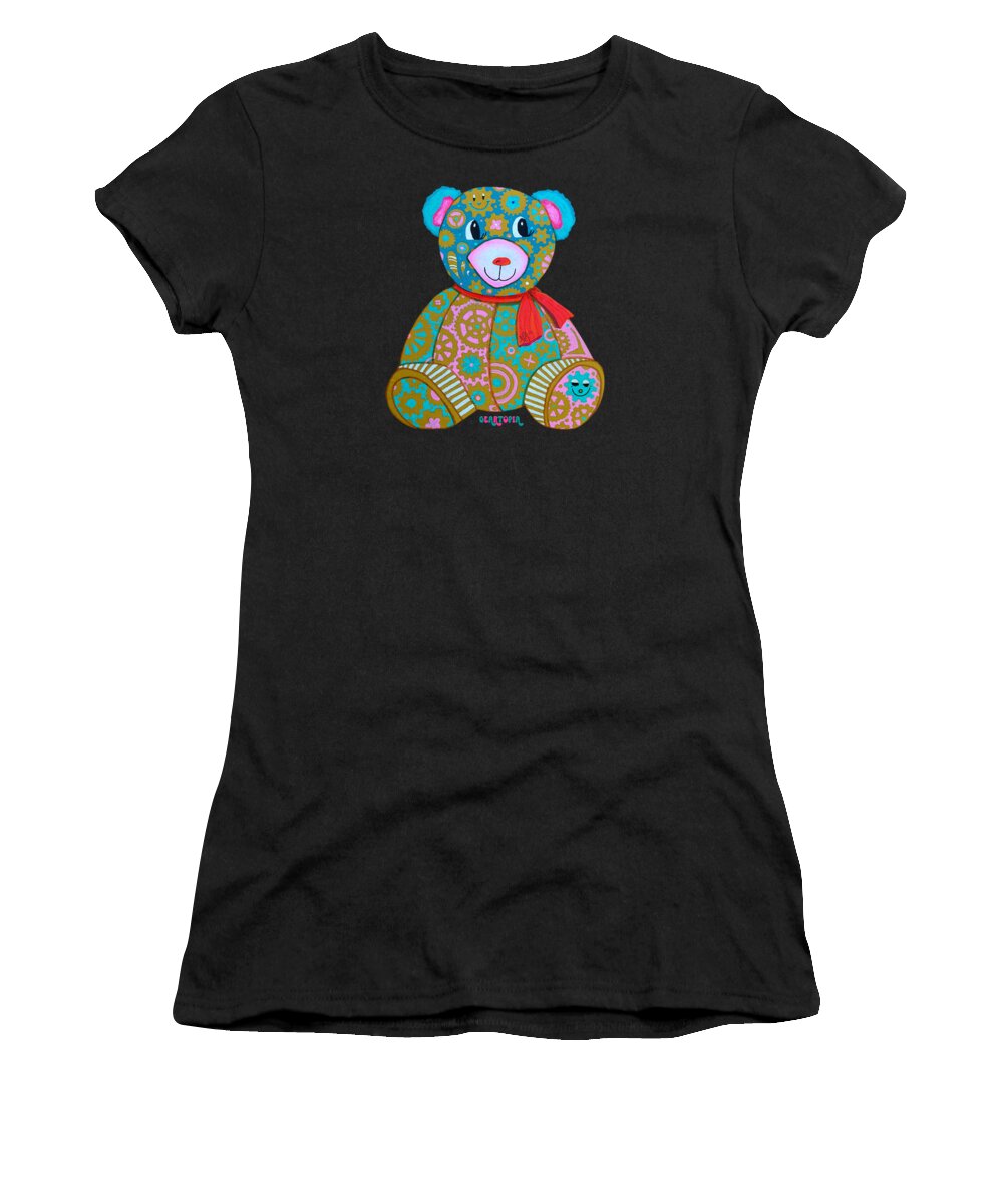 Geartopia GEAR BEAR Candy Original Handpainted PoP Art Teddy Bear Painting Kids Art by MeganAroon - Women's T-Shirt