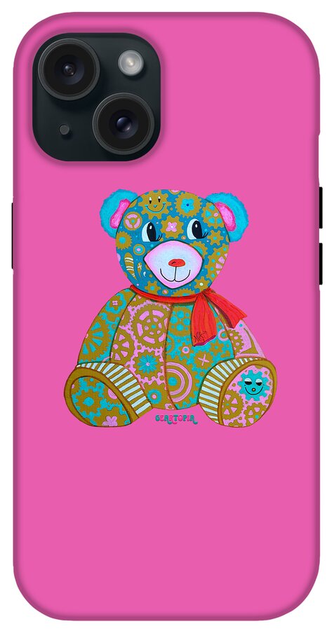 Geartopia GEAR BEAR Candy Original Handpainted PoP Art Teddy Bear Painting Kids Art by MeganAroon - Phone Case