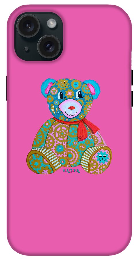 Geartopia GEAR BEAR Candy Original Handpainted PoP Art Teddy Bear Painting Kids Art by MeganAroon - Phone Case