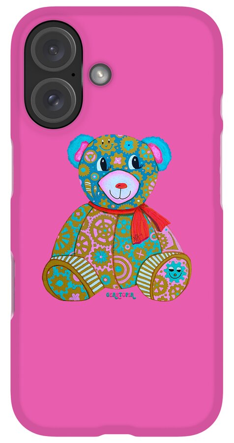 Geartopia GEAR BEAR Candy Original Handpainted PoP Art Teddy Bear Painting Kids Art by MeganAroon - Phone Case