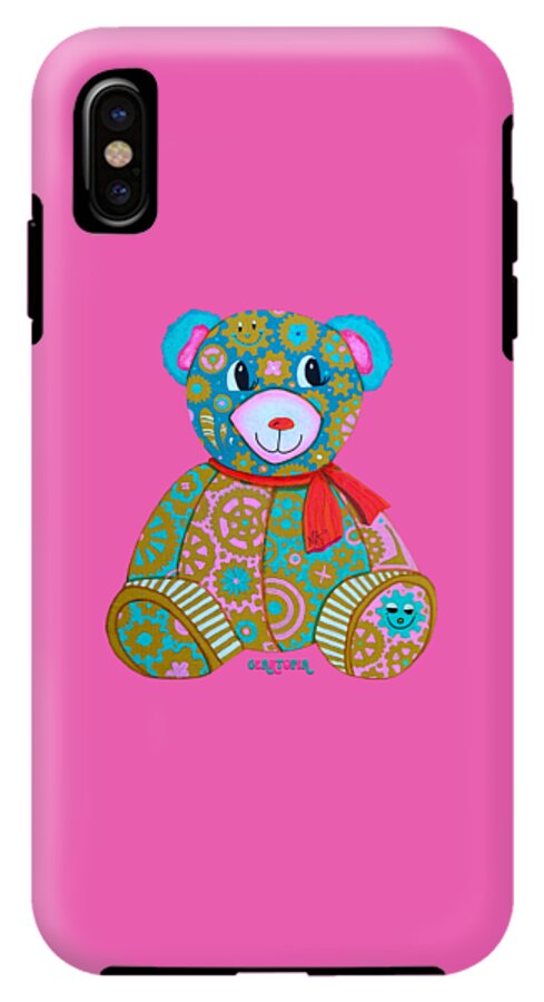 Geartopia GEAR BEAR Candy Original Handpainted PoP Art Teddy Bear Painting Kids Art by MeganAroon - Phone Case