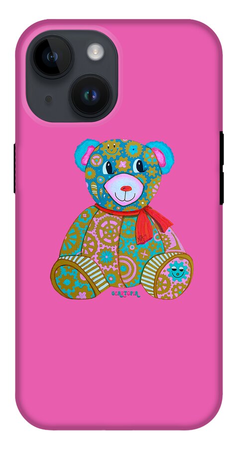 Geartopia GEAR BEAR Candy Original Handpainted PoP Art Teddy Bear Painting Kids Art by MeganAroon - Phone Case