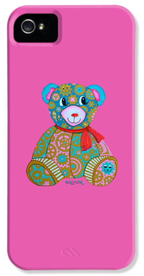 Geartopia GEAR BEAR Candy Original Handpainted PoP Art Teddy Bear Painting Kids Art by MeganAroon - Phone Case