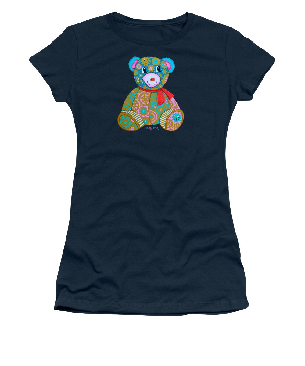 Geartopia GEAR BEAR Candy Original Handpainted PoP Art Teddy Bear Painting Kids Art by MeganAroon - Women's T-Shirt