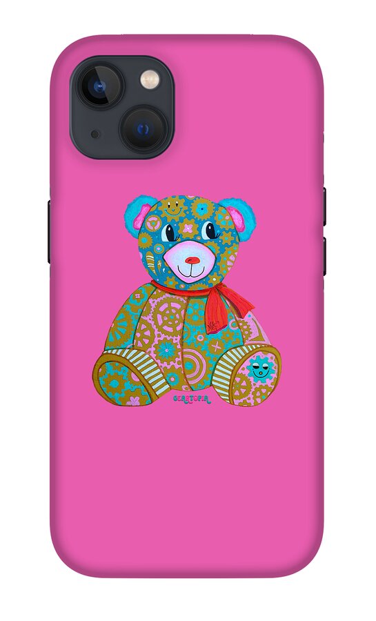 Geartopia GEAR BEAR Candy Original Handpainted PoP Art Teddy Bear Painting Kids Art by MeganAroon - Phone Case