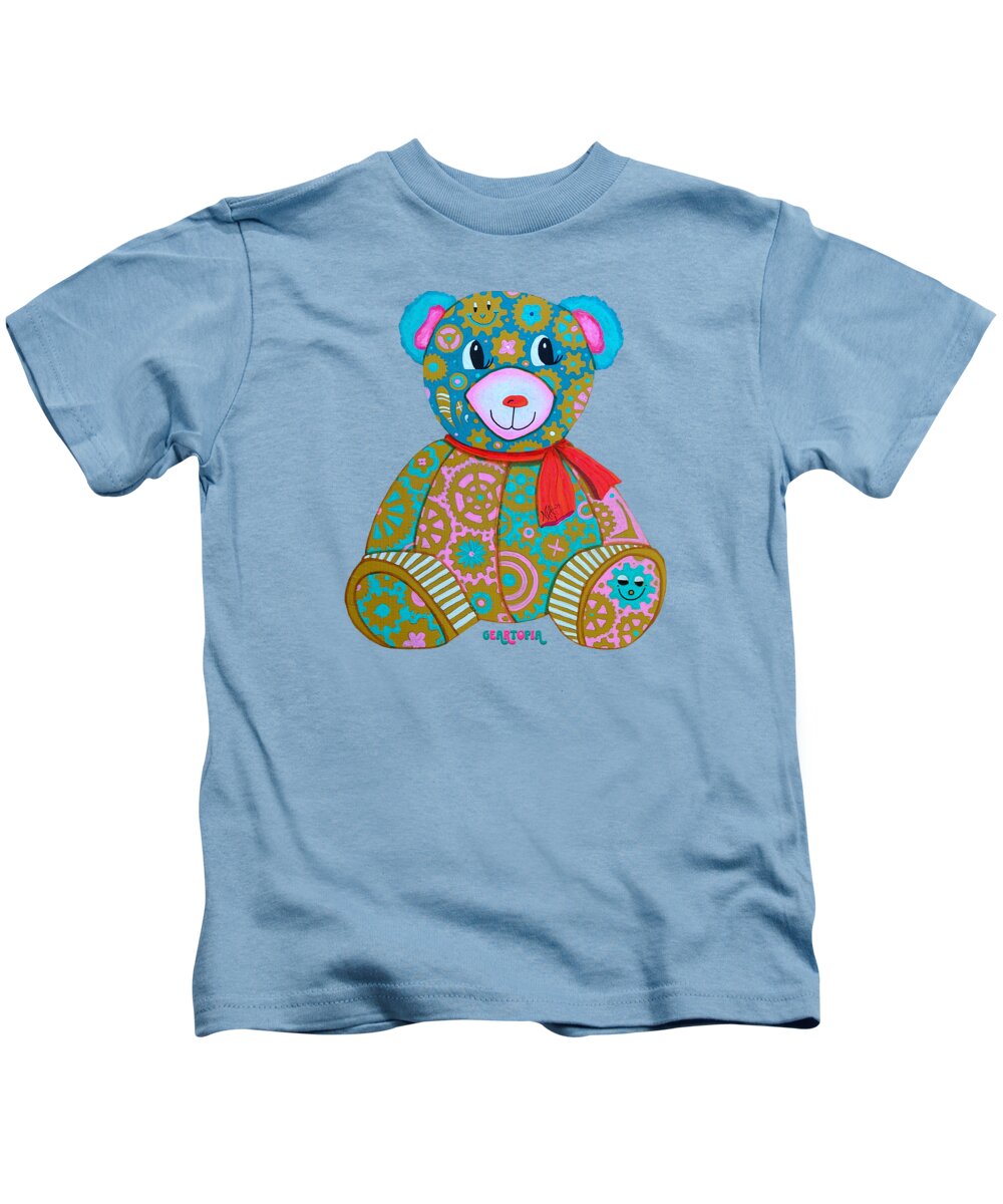 Geartopia GEAR BEAR Candy Original Handpainted PoP Art Teddy Bear Painting Kids Art by MeganAroon - Kids T-Shirt