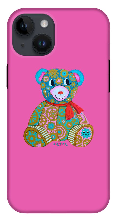 Geartopia GEAR BEAR Candy Original Handpainted PoP Art Teddy Bear Painting Kids Art by MeganAroon - Phone Case