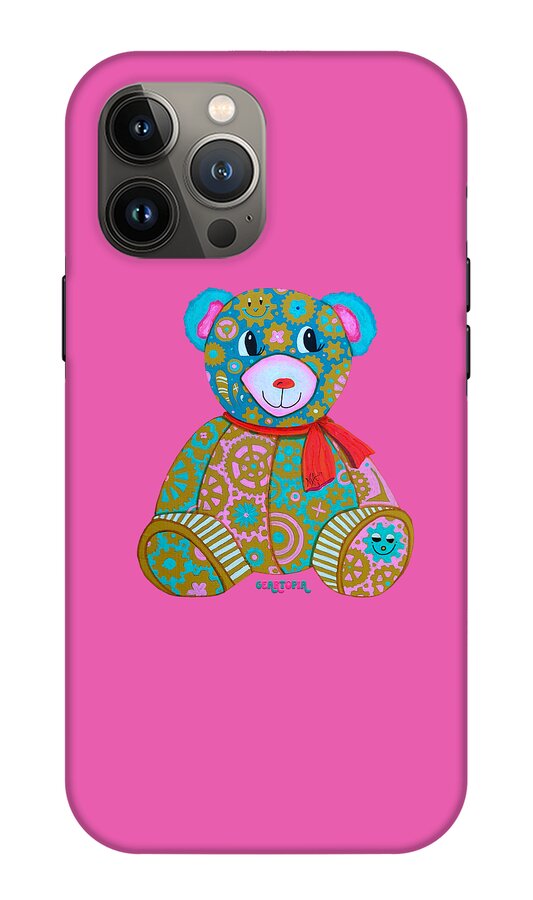 Geartopia GEAR BEAR Candy Original Handpainted PoP Art Teddy Bear Painting Kids Art by MeganAroon - Phone Case