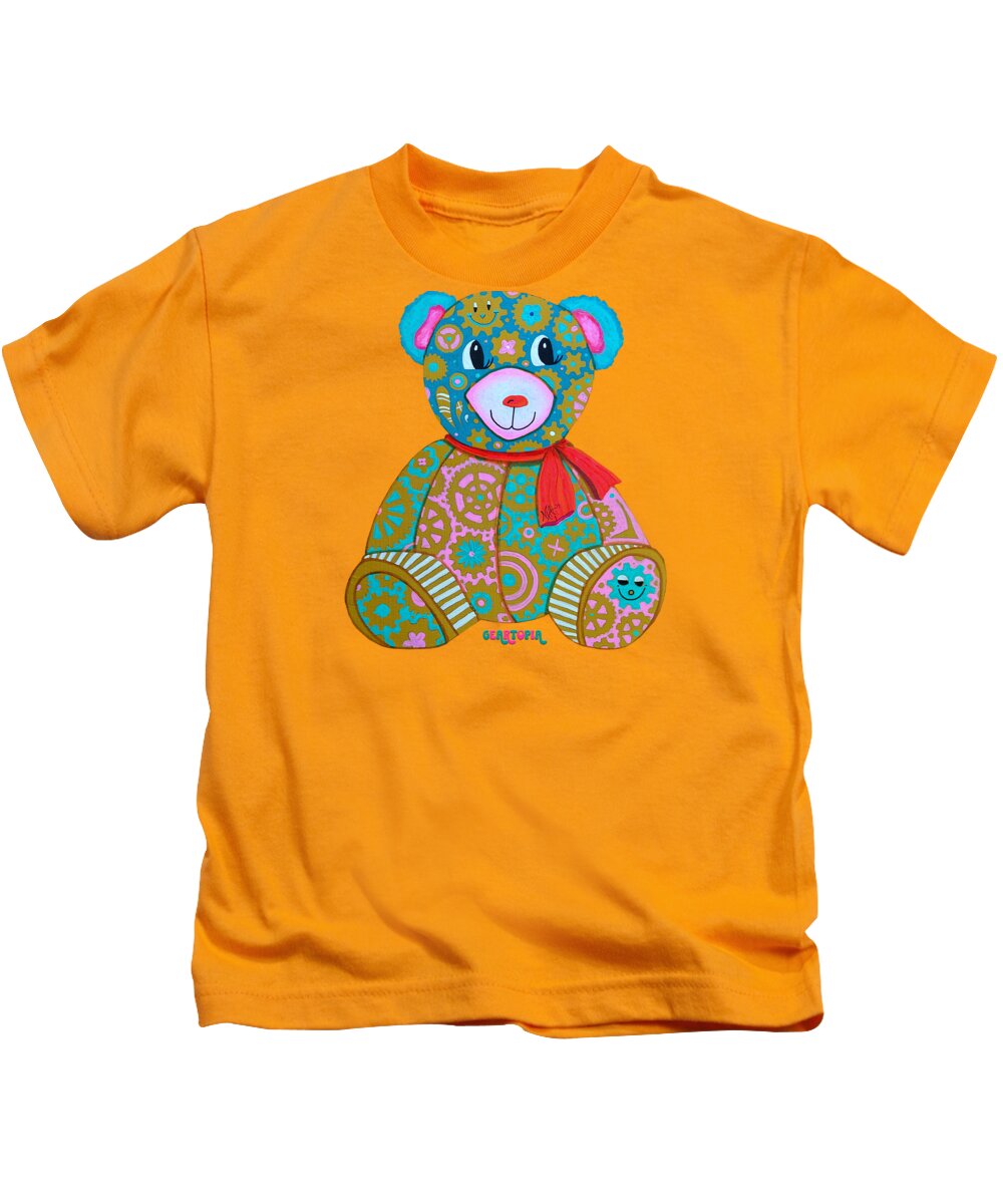 Geartopia GEAR BEAR Candy Original Handpainted PoP Art Teddy Bear Painting Kids Art by MeganAroon - Kids T-Shirt