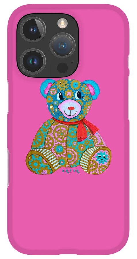 Geartopia GEAR BEAR Candy Original Handpainted PoP Art Teddy Bear Painting Kids Art by MeganAroon - Phone Case