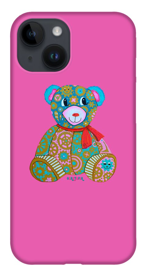 Geartopia GEAR BEAR Candy Original Handpainted PoP Art Teddy Bear Painting Kids Art by MeganAroon - Phone Case