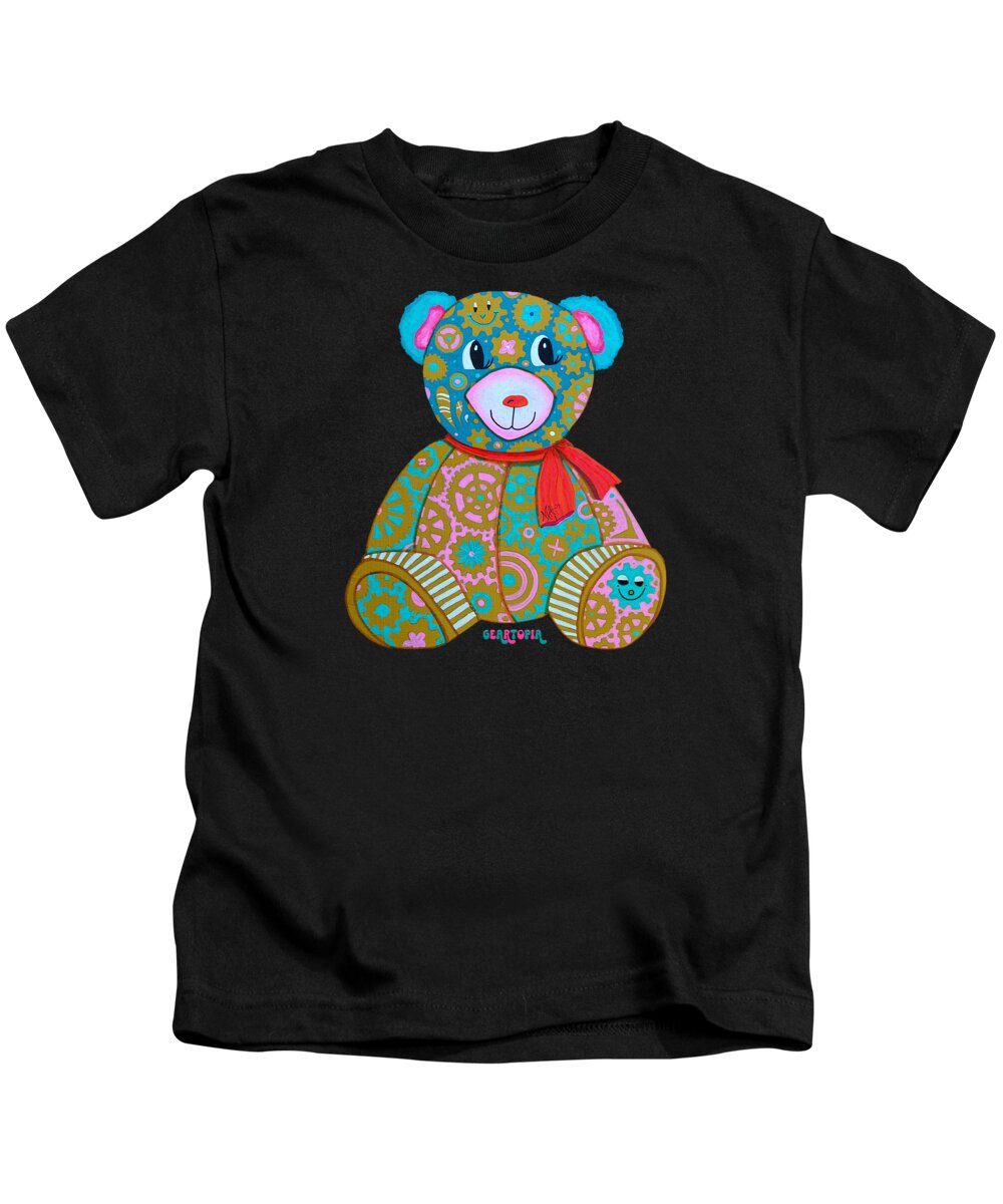 Geartopia GEAR BEAR Candy Original Handpainted PoP Art Teddy Bear Painting Kids Art by MeganAroon - Kids T-Shirt